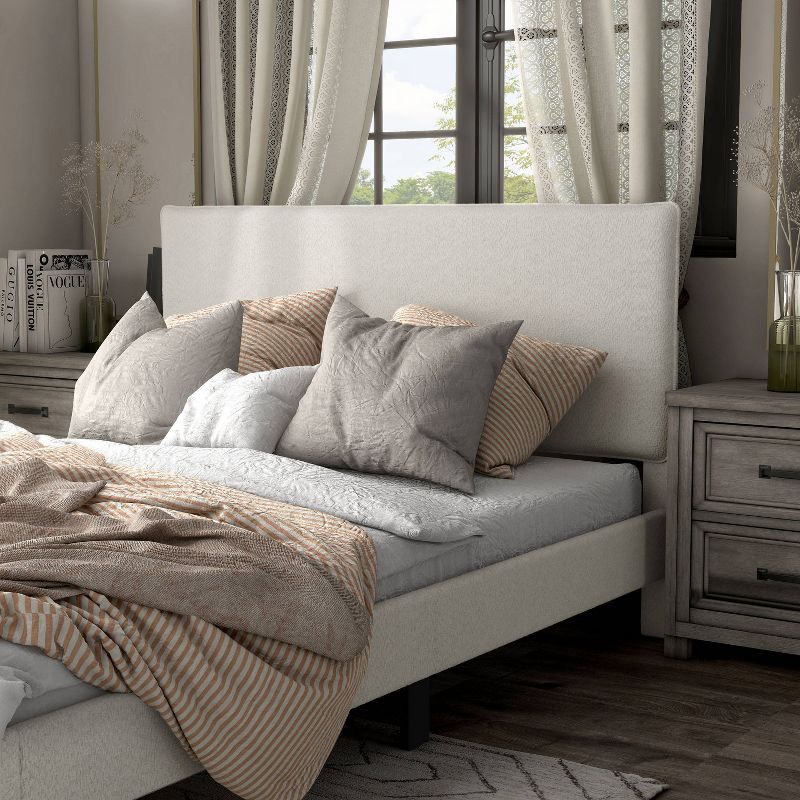 HOMES: Inside + Out Queen Heartwild Modern Boucle Upholstered Pillow Headboard Platform Bed White, 5 of 21