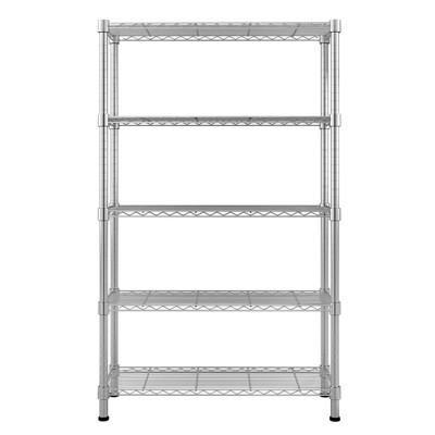 SEVOBAL Utility Storage Shelves 5 Tier Heavy Duty Metal Rack for Home Office Organization and Style, Chrome, 35.82"*14.17"*6.65"