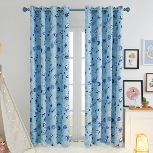 Deconovo Kids Blackout Curtains – 2 Panels Space Adventure Print - 1 of 4