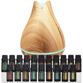 Aromatherapy Diffuser Set with 20 Essential Oils Light Wood - Pure Daily Care