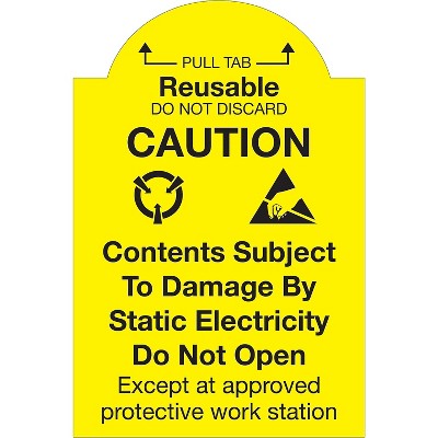 Tape Logic Labels "Pull Tab Reusable - Do Not Discard" 2" x 3" Yellow/Black DL1386