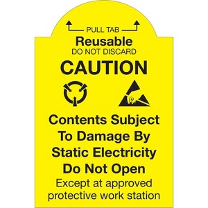 Tape Logic Labels "Pull Tab Reusable - Do Not Discard" 2" x 3" Yellow/Black DL1386 - 1 of 4