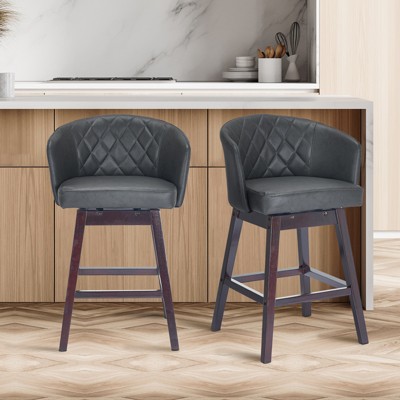 360 Degree Swivel Bar Stools, Counter Height Barstools, Modern Upholstered Bar Stools 2 pack