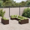 vidaXL Patio Sofa Set with Cushions Lounge Setting Outdoor Furniture Poly Rattan - Brown and Green - 2 of 4