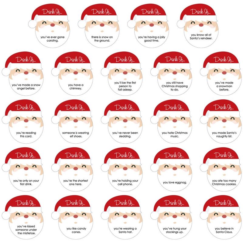 Big Dot of Happiness Drink If Game - Jolly Santa Claus - Christmas Party Game - 24 Count, 2 of 5
