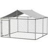 Outside Dog Kennel with Roof, Galvanized Steel Pet Enclosure Chain Link Dog House (118"D x 118"W x 71"H) - 2 of 4