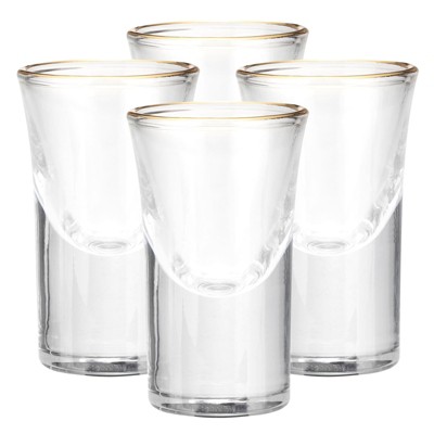 Unique Bargains Polystyrene Shot Glasses Drinkware with Golden Edge 4 Pcs