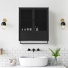 NicBex Modern 2 Glass Door Bathroom Wall Mount Cabinet Medicine Cabinet with 3 Tier Storage & Towel Rack - 2 of 4