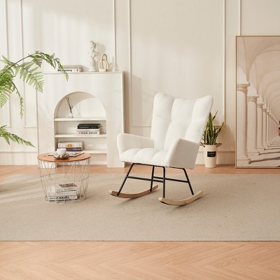 Teddy Fabric Upholstered Rocking Chair for Living Room