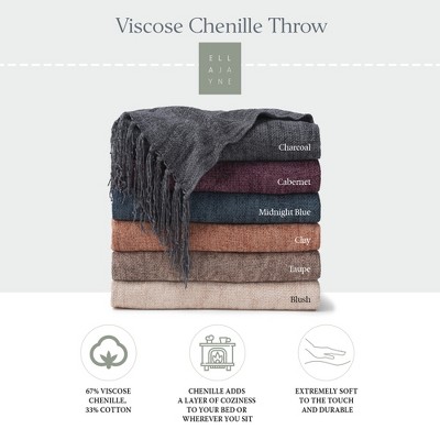 Cabernet Viscose Chenille Throw Blanket with Fringe