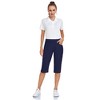 Pull On Capris for Women Elastic Waist Dressy Casual Hiking Golf Capri Pants with Pockets - 3 of 4
