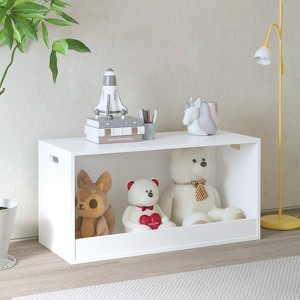 SEVOBAL Decorative Bookshelf Open Toy Storage Box for Kids, White Wooden Organizer Bin for Plush Toys, Books, Nursery, White, 31.5"*13.8"*15.7" - 1 of 4