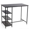 Tangkula Industrial Wood Bar Table Counter Dining Pub Table with Storage Shelves - 3 of 4