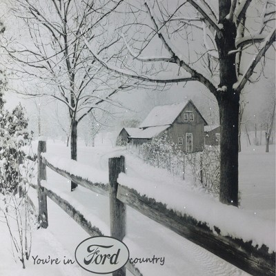 Northlight Fiber Optic Lighted "You're in Ford Country" Snowy Cabin Canvas Wall Art 12" x 15.75"