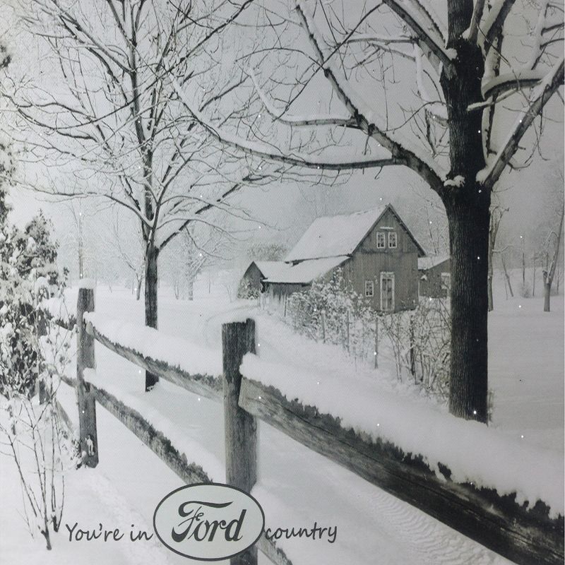 Northlight Fiber Optic Lighted "You're in Ford Country" Snowy Cabin Canvas Wall Art 12" x 15.75", 1 of 4