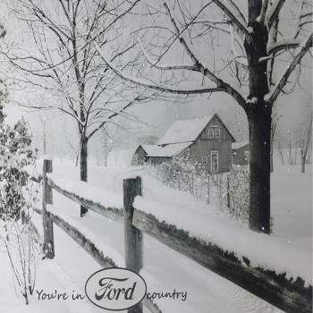 Northlight Fiber Optic Lighted "You're in Ford Country" Snowy Cabin Canvas Wall Art 12" x 15.75"