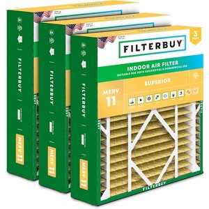 Filterbuy 21x21x5 Air Filter (3-Pack), Pleated MERV 11 Allergen Defense Replacement HVAC AC Furnace Air Filters Replacement for Rheem, Ruud, & Protech - 1 of 4