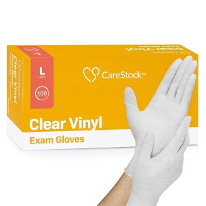CareStock Vinyl Exam Gloves - Ultra-Strong with Slip-Resistant Textured Grip - Disposable Powder-Free Medical Gloves for Cooking & Healthcare - 1 of 4
