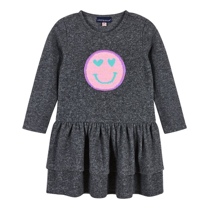 Andy & Evan  Toddler Girls Hacci Dress w/Sequin Graphic, 1 of 6