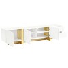 Grungis 2 Drawers TV Stand with 3 Cabinets for TVs Up to 80 Inch,Console Table with High Gloss UV Surface for Bedroom,Living Room - 4 of 4