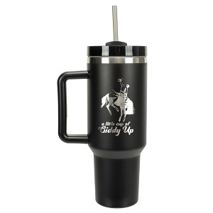 100 North Little Cup Of Giddy Up Cowboy Bucking Bronco Wrap-Around 40 Oz. Stainless Steel Water Bottle Coffee Mug, Spill & Leak Resistant, Travel - 1 of 4