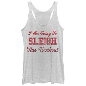 Women's CHIN UP Christmas Sleigh This Workout Racerback Tank Top - 1 of 3
