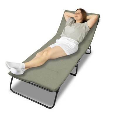 NicBex Portable Outdoor Lounge Chair, Heavy Duty Folding Camping Cot with 5-Angle Adjustable, 1200D Oxford Fabric, Includes Carry Bag, Green