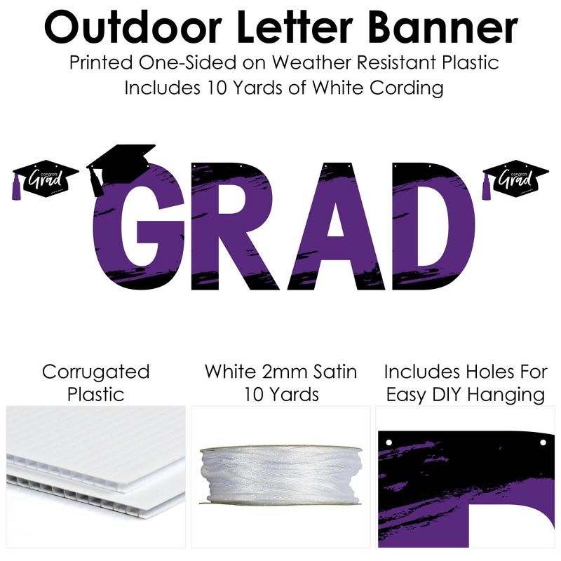 Big Dot of Happiness Purple Grad - Best is Yet to Come - Large Purple Graduation Party Decorations - GRAD - Outdoor Letter Banner, 4 of 8