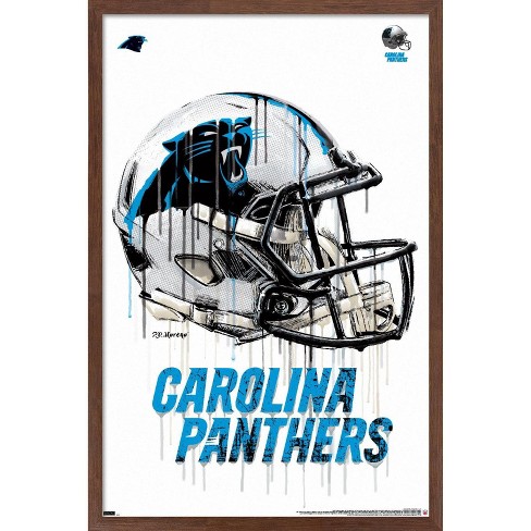 Trends International NFL Carolina Panthers - Drip Helmet 20 Framed Wall  Poster Prints Mahogany Framed Version 22.375' x 34'