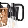 PAKOKULA 2-Light Boho Matte Black Vanity Light with Yellow Woven Shade - 3 of 4