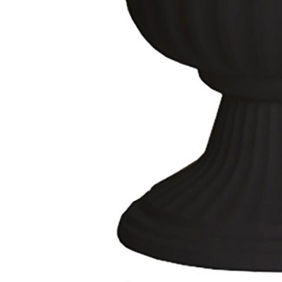 Black 14" UV-Coated Resin Fluted Outdoor Urn Planter Set