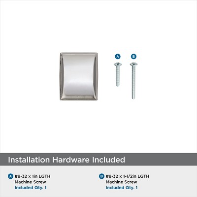 Polished Nickel Square Cabinet Knob with Mounting Hardware