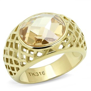 Slickblue Women's IP Gold Stainless Steel Ring with Champagne CZ Stone, Size 5-10 - 1 of 4