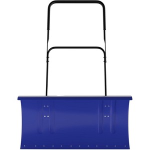 Snow Pusher Shovel with Wheels, Adjustable Ergonomic T-Handle Snow Plow for Driveway, Heavy Duty Wheeled Rolling Shovels with Angeled Blade£¬36in Blue - 1 of 4