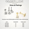 Solitaire Flat Back Stud Earrings by Ginger Lyne Sterling Silver 5A CZ 3mm or 5mm Stone - 4 of 4