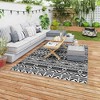 Outsunny Outdoor Patio Rug, Large Camping Carpet with Carrying Bag, Waterproof Plastic Straw, Reversible, Geometric Wall - 2 of 4