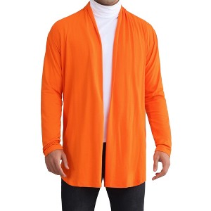 Lars Amadeus Men's Lightweight Ruffle Shawl Collar Draped Open Front Cardigan - 1 of 4