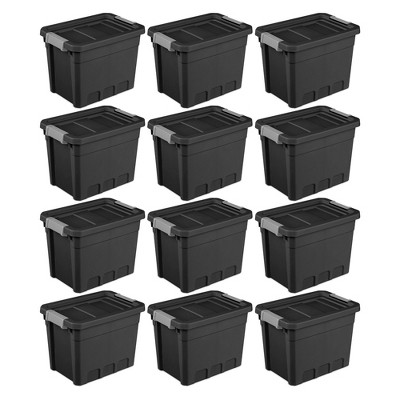 Sterilite Storage System Solution With 27 Gallon Heavy Duty Stackable  Storage Box Container Totes With Grey Latching Lid, 12 Pack : Target