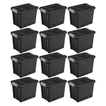 Sterilite 10 Gallon Under Bed Stackable Rugged Industrial Storage Tote  Containers with Gray Latching Clip Lids for Garage, or Worksite (12 Pack)