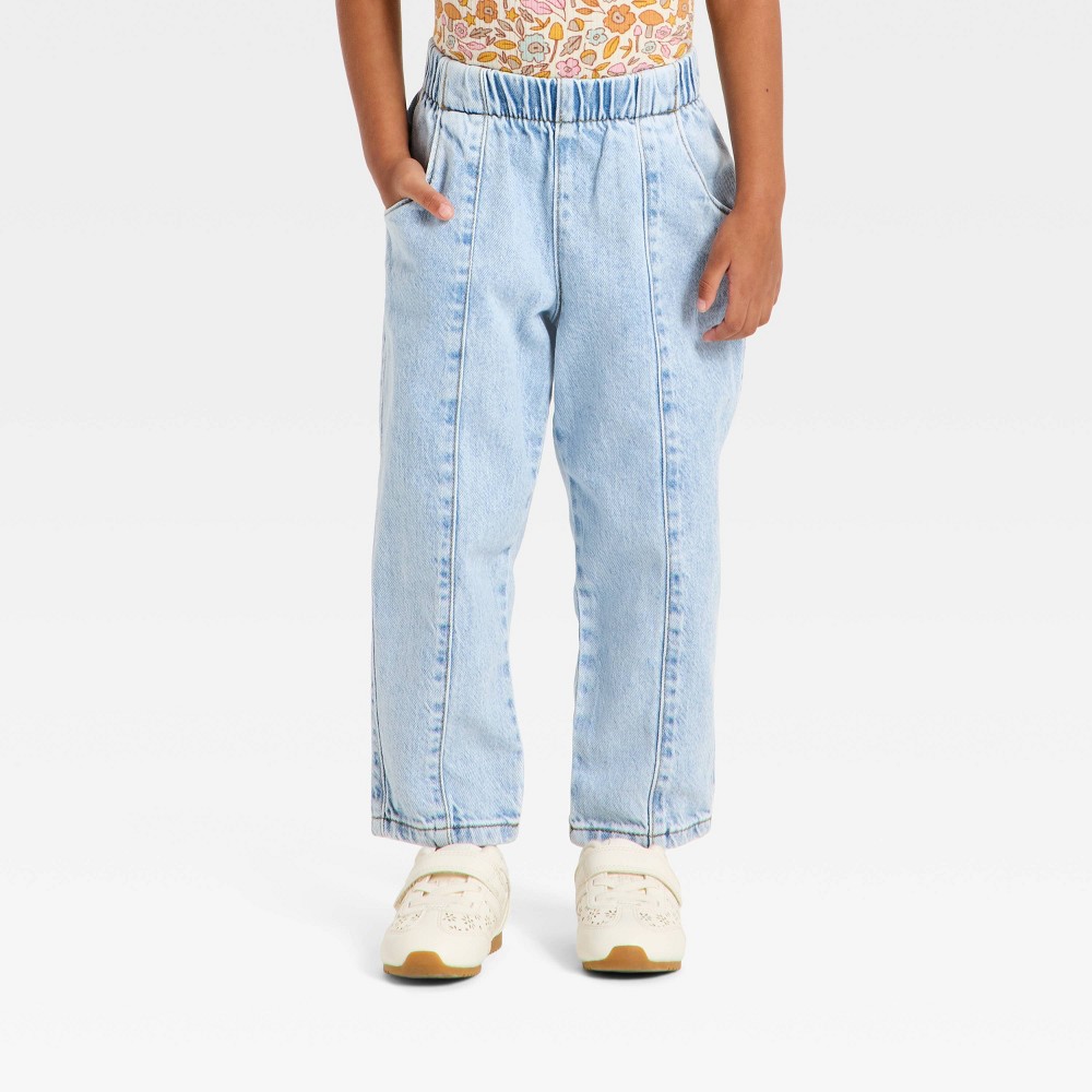 Toddler Girls' Relaxed Fit Pull-On Denim Pants - Cat & Jack™ Light Wash 3T