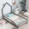 Streamdale Twin Size Wood bed with House-shaped Headboard Floor bed with Fences,Grey - 2 of 4