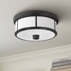 Minka Lavery Vintage Ceiling Light Flush Mount Fixture 13 1/2" Coal Steel Etched Opal Glass Drum Shade for Bedroom Kitchen House - 2 of 4