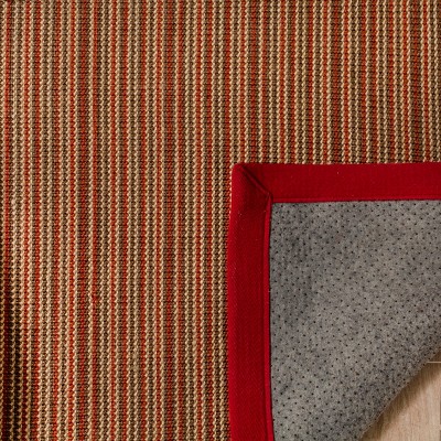 Handmade Square Brown and Red Stripe Sisal Area Rug