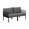 NicBex Outdoor Dining Table Set Wood/Glass Coffee Table & Loveseat with Cushion,Patio Furniture Set for Garden, Backyard, Porch - 3 of 4