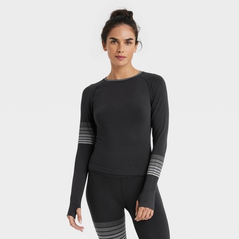 Womens Mock Neck Athletic Top Long Sleeve Workout Shirts with Thumb Holes