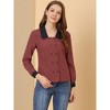 Allegra K Women's Contrast Peter Pan Collar Blouse Gingham Long Sleeve Button Front Shirt - 2 of 4