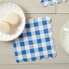 Blue Panda 100 Pack Blue Buffalo Check Plaid Scalloped Paper Napkin for Picnic Party Supplies, 6.5 x 6.5 in - 2 of 4