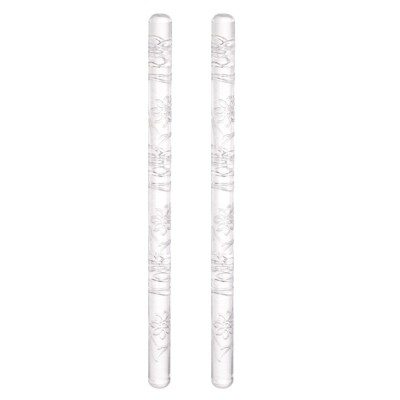 Unique Bargains Acrylic Embossed Non-Stick Round Head Baking Rolling Pins 2 Pcs