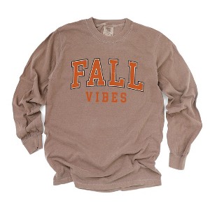 Simply Sage Market Women's Fall Vibes Varsity Grunge Long Sleeve Garment Dyed Tee - 1 of 3