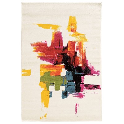 Linon 5'x7'6" Masters MR01 Brush Stroke Area Rug White